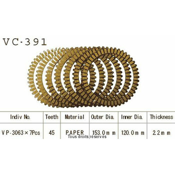 Disques garnis d'embrayage VC391 Kyoto