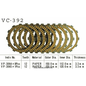 Disques garnis d'embrayage VC392 Kyoto