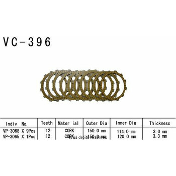 Disques garnis d'embrayage VC396 Kyoto