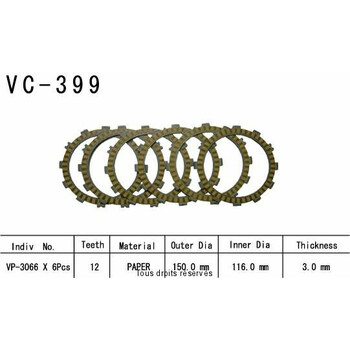 Disques garnis d'embrayage VC399 Kyoto