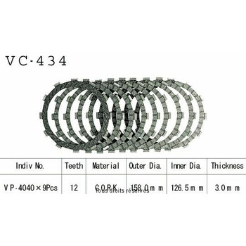 Disques garnis d'embrayage VC434 Kyoto