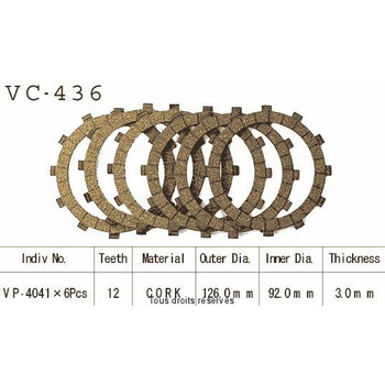 Disques garnis d'embrayage VC436 Kyoto