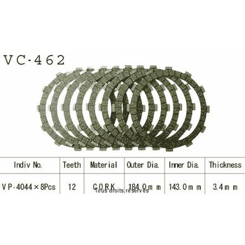 Disques garnis d'embrayage VC462 Kyoto