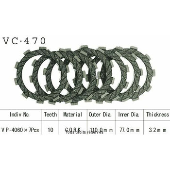 Disques garnis d'embrayage VC470 Kyoto