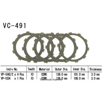 Disques garnis d'embrayage VC491 Kyoto