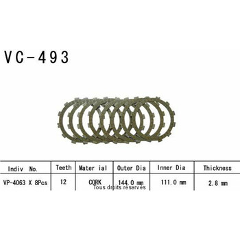 Disques garnis d'embrayage VC493 Kyoto