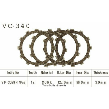 Disques garnis d'embrayage VC340 Kyoto