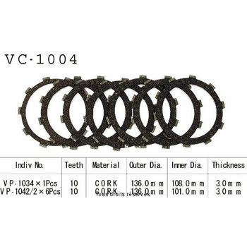 Disques garnis d'embrayage VC1004 Kyoto