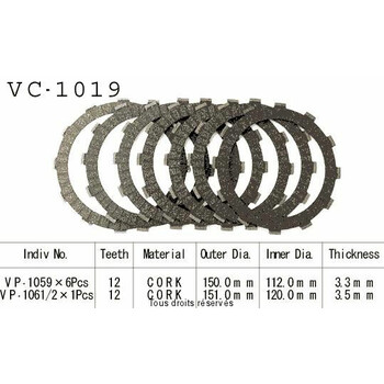 Disques garnis d'embrayage VC1019 Kyoto