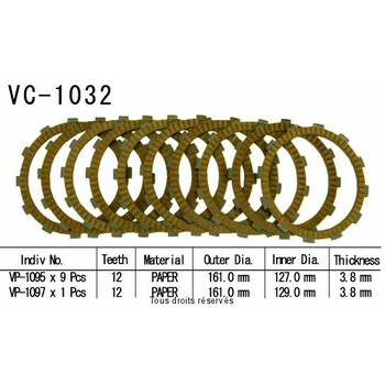 Disques garnis d'embrayage VC1032 Kyoto