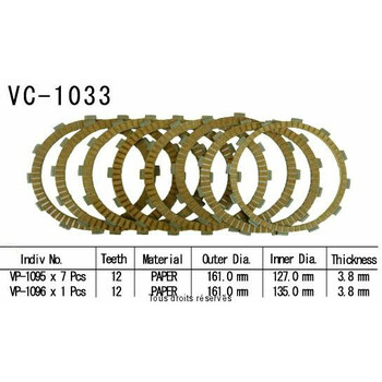 Disques garnis d'embrayage VC1033 Kyoto