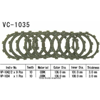 Disques garnis d'embrayage VC1035 Kyoto