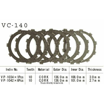 Disques garnis d'embrayage VC140 Kyoto