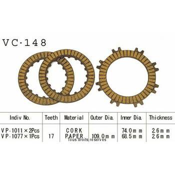 Disques garnis d'embrayage VC148 Kyoto