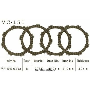 Disques garnis d'embrayage VC151 Kyoto