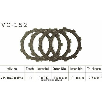 Disques garnis d'embrayage VC152 Kyoto