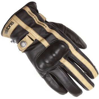 Gants moto vintage Helstons First été cuir pull up marron