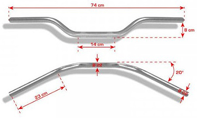 Guidon racing 22 mm Barracuda moto : , guidon de moto