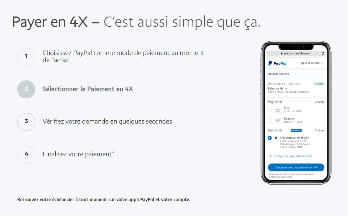 Paiement Paypal 4X sans frais